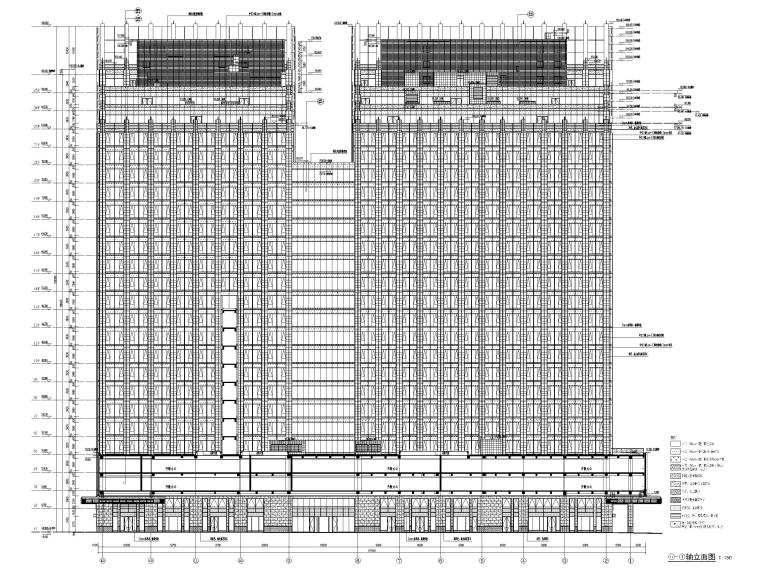 高层框筒结构办公综合体建筑施工图 立面图2