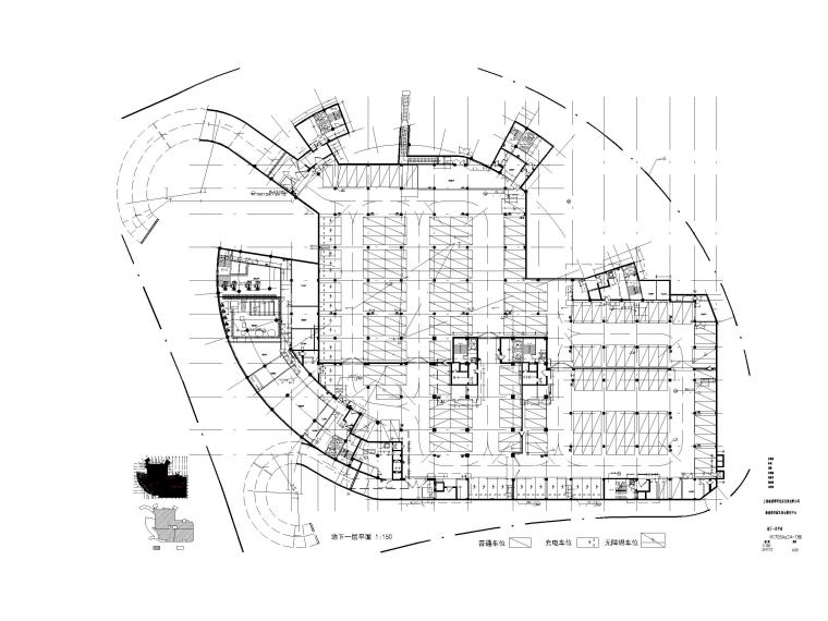 装配式产业园综合服务中心建筑施工图 地下一层平面图